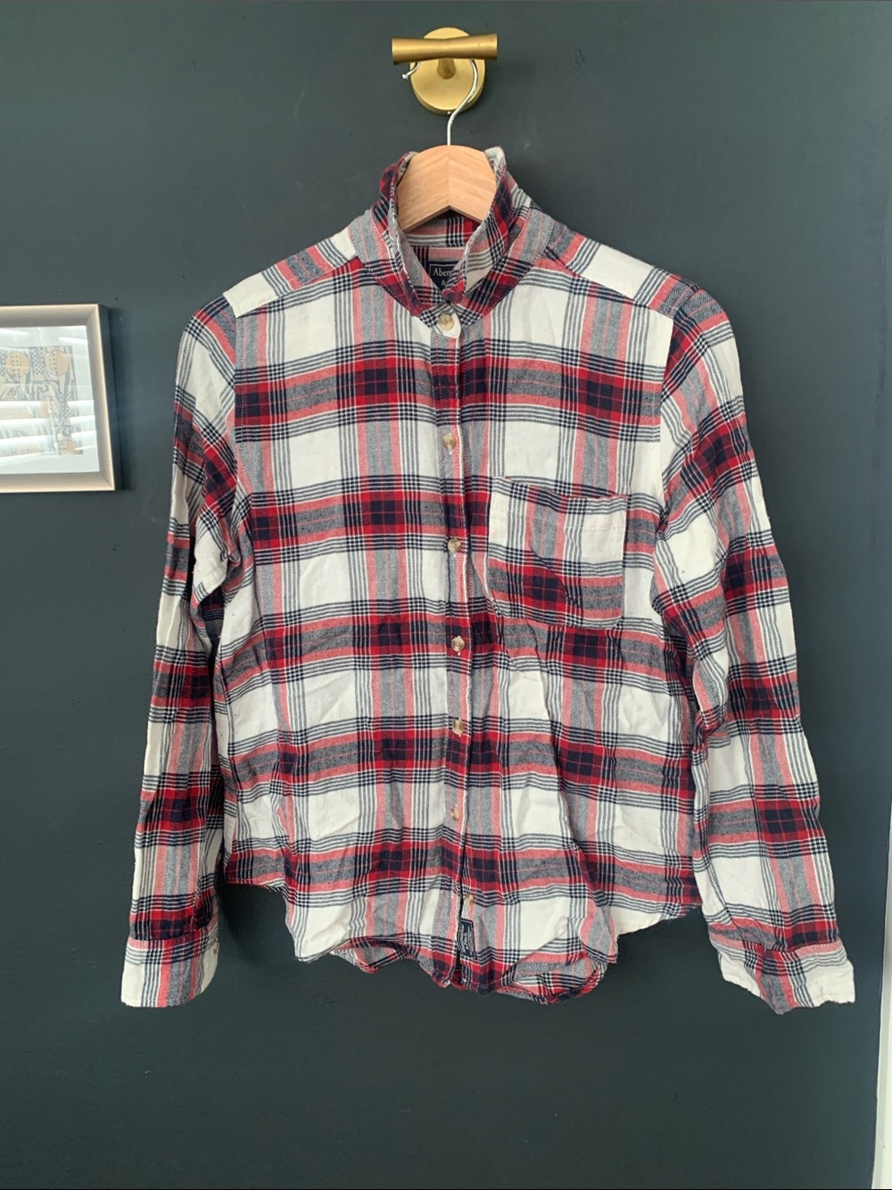 Abercrombie & Fitch Red and White Plaid Button-Down Shirt